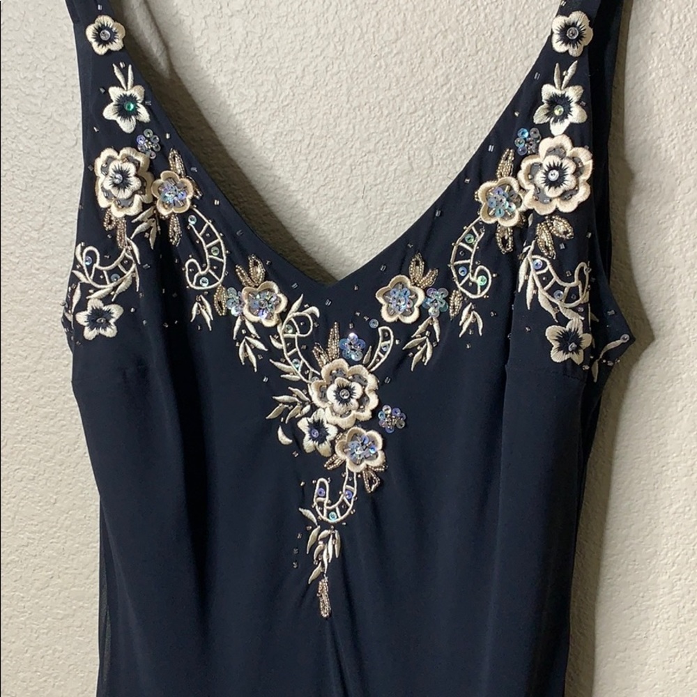 R & M Richards Black Floral and Sequin Dress - Picture 3 of 5
